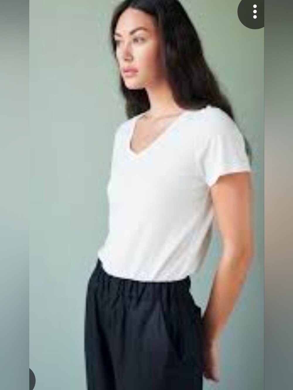 NWT Quince Cotton Modal V-Neck Tee White Size Large - Picture 2 of 9